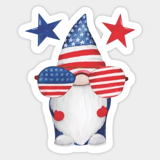 4TH OF JULY COOL GNOME Independence Day Design Sticker